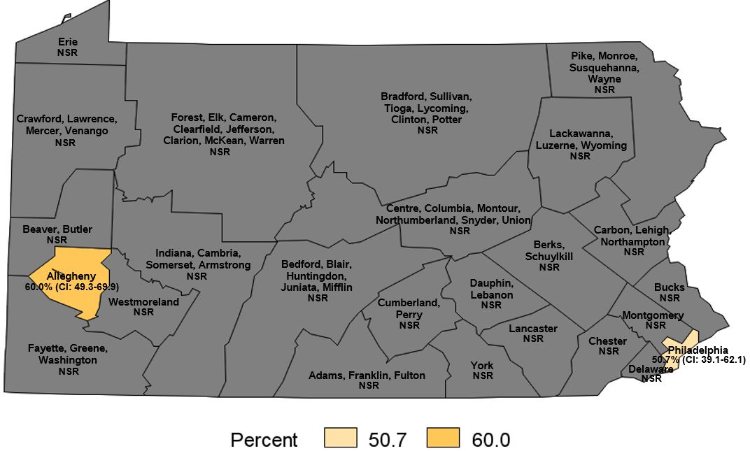 She or Husband/Partner Did Something Last Time They Had Sex to Keep From Getting Pregnant, Pennsylvania Health Districts 2017